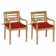 Chaises batavia 2 pcs avec coussins bois de teck - Couleur au choix Rouge