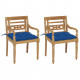 Chaises batavia 2 pcs avec coussins bois de teck - Couleur au choix Bleu