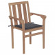 Chaises de jardin bois de teck avec coussins - Couleur des coussins et nombre de chaises au choix Anthracite