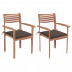 Chaises de jardin 2 pcs avec coussins taupe bois de teck massif