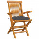 Chaises de jardin avec coussins 3 pcs bois de teck - Couleur des coussins au choix 