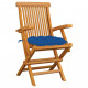 Chaises de jardin avec coussins 6 pcs bois de teck massif - Couleur des coussins au choix Bleu