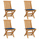 Chaises de jardin avec coussins bleu 4 pcs bois de teck massif