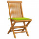 Chaises de jardin avec coussins teck massif - Couleur et nombre de places au choix Vert Vif