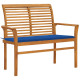 Banc de jardin meuble de patio d'extérieur terrasse et coussin bleu royal 112 x 55 x 94 cm bois de teck massif 