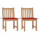 Chaises de jardin 2 pcs avec coussins bois de teck massif - Couleur au choix Rouge