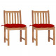 Chaises de jardin 2 pcs avec coussins bois de teck massif - Couleur au choix Rouge