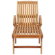 Transat chaise longue bain de soleil lit de jardin terrasse meuble d'extérieur avec table et coussin bois de teck solide helloshop26 02_0012648 