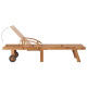 Transat chaise longue bain de soleil lit de jardin terrasse meuble d'extérieur avec table et coussin bois de teck solide helloshop26 02_0012649 