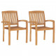 Chaises de jardin 2 pcs avec coussins, bois de teck - Couleur au choix 