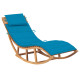 Transat chaise longue bain de soleil lit de jardin terrasse meuble d'extérieur à bascule avec coussin bois de teck solide helloshop26 02_0012960