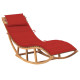 Transat chaise longue bain de soleil lit de jardin terrasse meuble d'extérieur 180 cm à bascule avec coussin bois de teck solide helloshop26 02_0012949