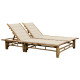 Transat chaise longue bambou bain de soleil d'extérieur pour 2 personnes avec coussins - Couleur au choix Crème
