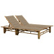 Transat chaise longue bambou bain de soleil d'extérieur pour 2 personnes avec coussins - Couleur au choix Beige
