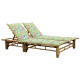 Transat chaise longue bambou bain de soleil d'extérieur pour 2 personnes avec coussins - Couleur au choix motif feuilles