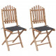 Chaises pliables de jardin 2 pcs avec coussins bambou - Couleur au choix