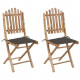 Chaises pliables de jardin 2 pcs avec coussins bambou - Couleur au choix Taupe
