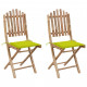 Chaises pliables de jardin 2 pcs avec coussins bambou - Couleur au choix Vert Vif