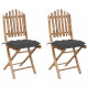 Chaises pliables de jardin 2 pcs avec coussins bambou - Couleur au choix