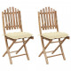 Chaises pliables de jardin 2 pcs avec coussins bambou - Couleur au choix Crème
