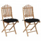 Chaises pliables de jardin 2 pcs avec coussins bambou - Couleur au choix Noir