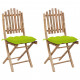 Chaises pliables de jardin 2 pcs avec coussins bambou - Couleur au choix Vert Vif