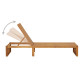Transat chaise longue bain de soleil lit de jardin terrasse meuble d'extérieur avec coussin bois d'acacia solide helloshop26 02_0012351 
