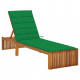 Chaise longue avec coussin bois d'acacia solide - Couleur au choix Vert