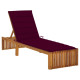 Transat chaise longue bain de soleil de jardin terrasse d'extérieur avec coussin bois d'acacia solide - Couleur au choix Rouge-bordeaux