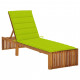 Chaise longue avec coussin bois d'acacia solide - Couleur au choix Vert Vif