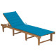 Transat chaise longue bain de soleil lit de jardin terrasse meuble d'extérieur pliable avec coussin bois d'acacia solide helloshop26 02_0012838