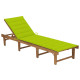 Transat chaise longue bain de soleil lit de jardin terrasse meuble d'extérieur pliable 200 cm avec coussin bois d'acacia solide helloshop26 02_0012837