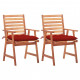 Chaises à dîner d'extérieur avec coussins acacia massif - Couleur et nombre de places au choix Rouge
