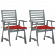 Chaises à dîner d'extérieur 2 pcs avec coussins acacia massif - Rouge