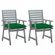 Chaises à dîner d'extérieur 2 pcs avec coussins acacia massif - Couleur au choix Vert