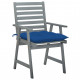 Chaises à dîner d'extérieur 2 pcs avec coussins acacia massif - Couleur des coussins au choix Bleu