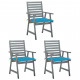 Chaises à dîner d'extérieur 3 pcs avec coussins acacia massif - Bleu