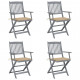 Chaises pliables d'extérieur 4 pcs avec coussins bois d'acacia