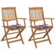 Chaises pliables de jardin avec coussins bois d'acacia - Couleur et nombre de places au choix Carreaux-rouge