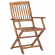 Chaises pliables de jardin 2 pcs avec coussins bois d'acacia 