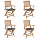 Chaises pliables de jardin 4 pcs avec coussins bois d'acacia - Anthracite
