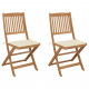 Chaises pliables de jardin avec coussins bois d'acacia - Couleur et nombre de places au choix Crème