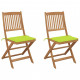 Chaises pliables de jardin avec coussins bois d'acacia - Couleur et nombre de places au choix Vert Vif
