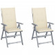 Chaises inclinables de jardin 2 pcs avec coussins bois d'acacia - Crème