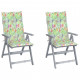 Chaises inclinables de jardin avec coussins bois d'acacia - Couleur et nombre de places au choix motif feuilles