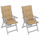 Chaises inclinables de jardin 2 pcs avec coussins bois d'acacia - Couleur et nombre de places au choix