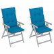 Chaises inclinables de jardin 2 pcs avec coussins bois d'acacia - Couleur et nombre de places au choix Bleu