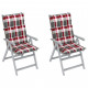 Chaises inclinables de jardin 2 pcs avec coussins bois d'acacia - Couleur et nombre de places au choix Carreaux-rouge