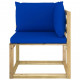 Canapé d'angle de jardin avec coussins bois imprégné - Couleur des coussins au choix Bleu
