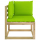 Canapé d'angle de jardin avec coussins bois imprégné - Couleur des coussins au choix Vert Vif